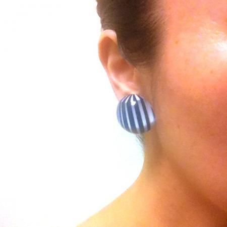 Trifari Vintage Earrings <br/> Peppermint Stripe 4