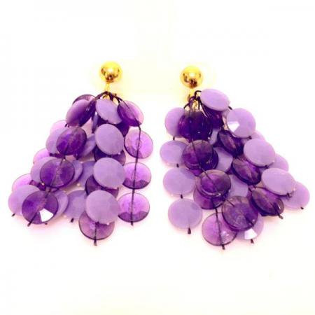 Vintage Earrings<br/> Purple Chandelier Dangle 1960s