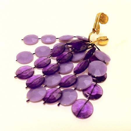 Vintage Earrings<br/> Purple Chandelier Dangle 1960s 3