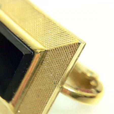  Nina Ricci Vintage Pierced Earrings <br/> Black Stone Square Goldtone 2