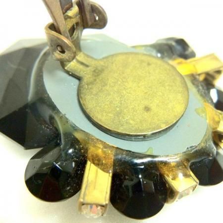 Vintage Earrings <br/>Black Glass and clear Rhinestone <br/>1960's 3