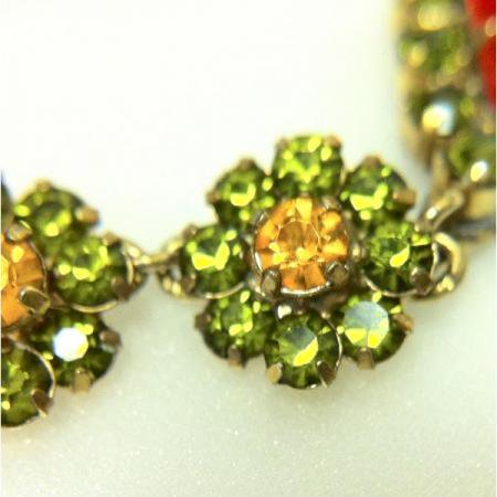 Vintage Earrings <br/>Orange and Green Dangling Rhinestone <br/>1950's1960's 3