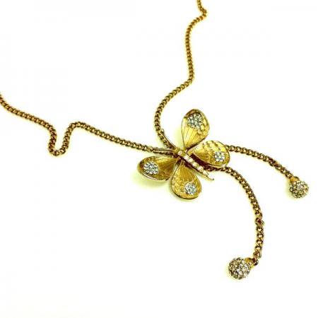Christian Dior Vintage Necklace <br/> Gold Rhinestone Butterfly Bolero <br/> by Henkel and Grosse