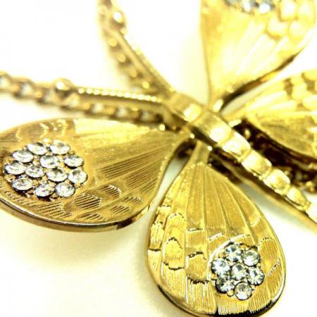 Christian Dior Vintage Necklace <br/> Gold Rhinestone Butterfly Bolero <br/> by Henkel and Grosse 2