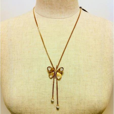Christian Dior Vintage Necklace <br/> Gold Rhinestone Butterfly Bolero <br/> by Henkel and Grosse 4