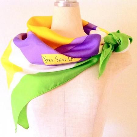 Yves Saint Laurent Vintage Scarf <br/>Lime greenYellowpurple 1960s 2