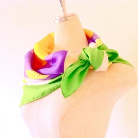 Yves Saint Laurent Vintage Scarf <br/>Lime greenYellowpurple 1960s 3