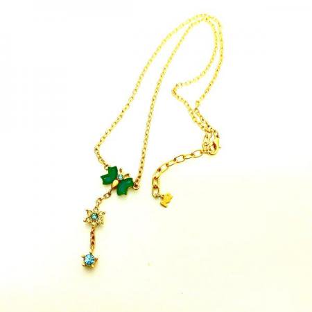 Nina Ricci Vintage Dangle Necklace<br/>ButterflyFlower with Rhinstones