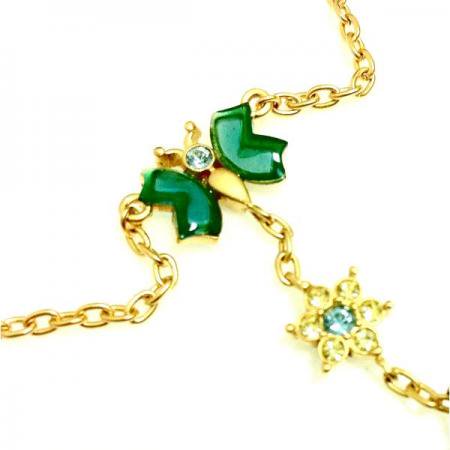 Nina Ricci Vintage Dangle Necklace<br/>ButterflyFlower with Rhinstones 2