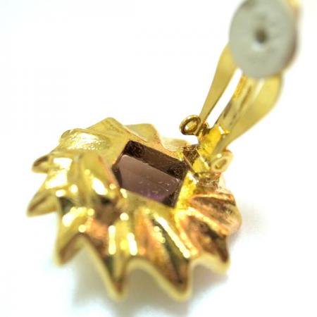 Nina Ricci Vintage Earrings<br/> Gold Tone and Purple Stone 2