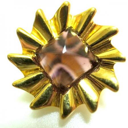 Nina Ricci Vintage Earrings<br/> Gold Tone and Purple Stone 3
