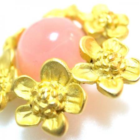 Givenchy Vintage Earrings<br/> Pink Lucite and Gold Flower 2