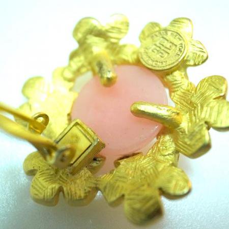 Givenchy Vintage Earrings<br/> Pink Lucite and Gold Flower 3