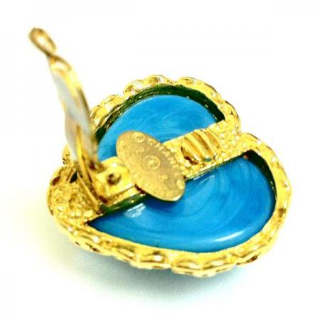 CHANEL Vintage Earrings GRIPOIX Heart with CC Logo 3