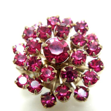 Weiss Vintage Earrings <br/> Fuchsia Pink Rhinestone 2