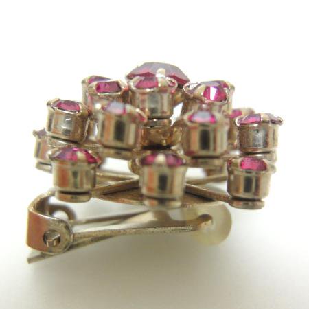 Weiss Vintage Earrings <br/> Fuchsia Pink Rhinestone 3