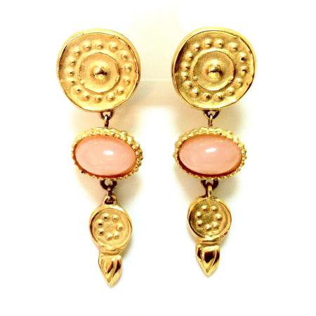 Givenchy Vintage Earrings<br/>Peach Lucite and Gold Tone
