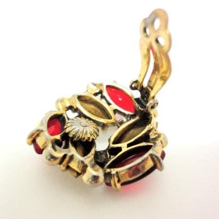 Schiaparelli Vintage Earrings Red,Yellow Rhinestone 3