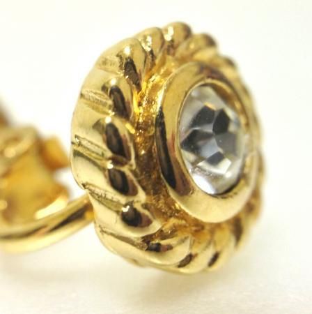 Christian Dior Vintage Earrings <br/>Gold Tone with Rhinestone 2