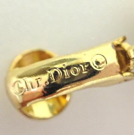 Christian Dior Vintage Earrings <br/>Gold Tone with Rhinestone 3