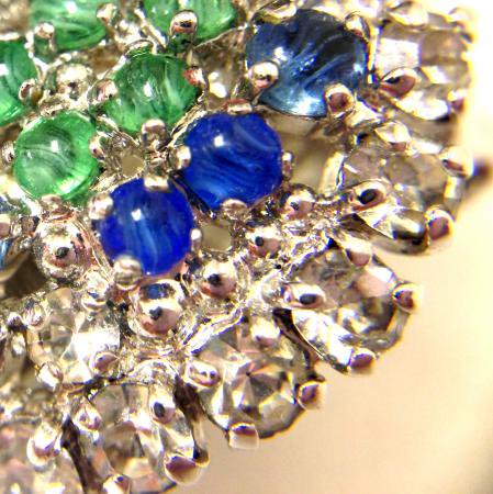 Christian Dior Vintage Earrings<br/> Faux Emeralds & Sapphires 2