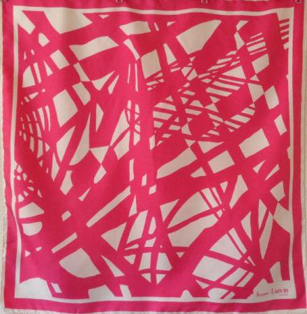 Lanvin Vintage Scarf <br/>Pink & White Op Art 1960s