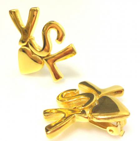 Yves Saint Laurent Vintage Earrings YSL Logo with Heart