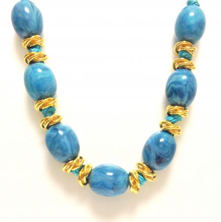 Yves Saint Laurent Vintage Necklace <br/>Marble Turquoise & Gold tone
