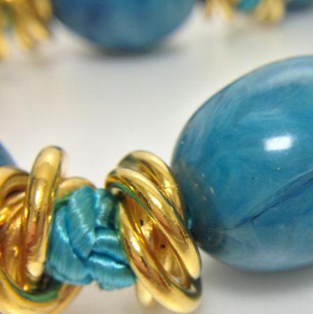 Yves Saint Laurent Vintage Necklace <br/>Marble Turquoise & Gold tone 2