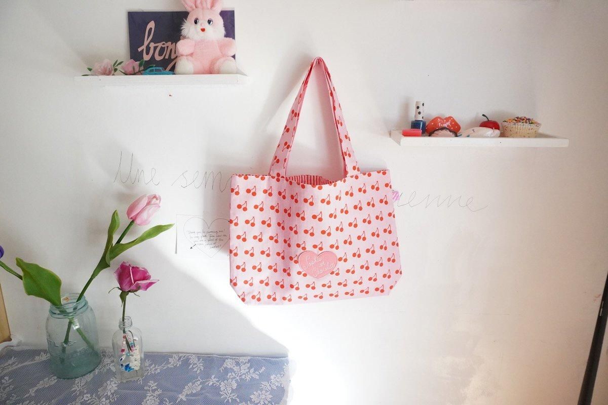 Tote Bag/PINK x REDチェリー - Shopping - Sophie et Chocolat