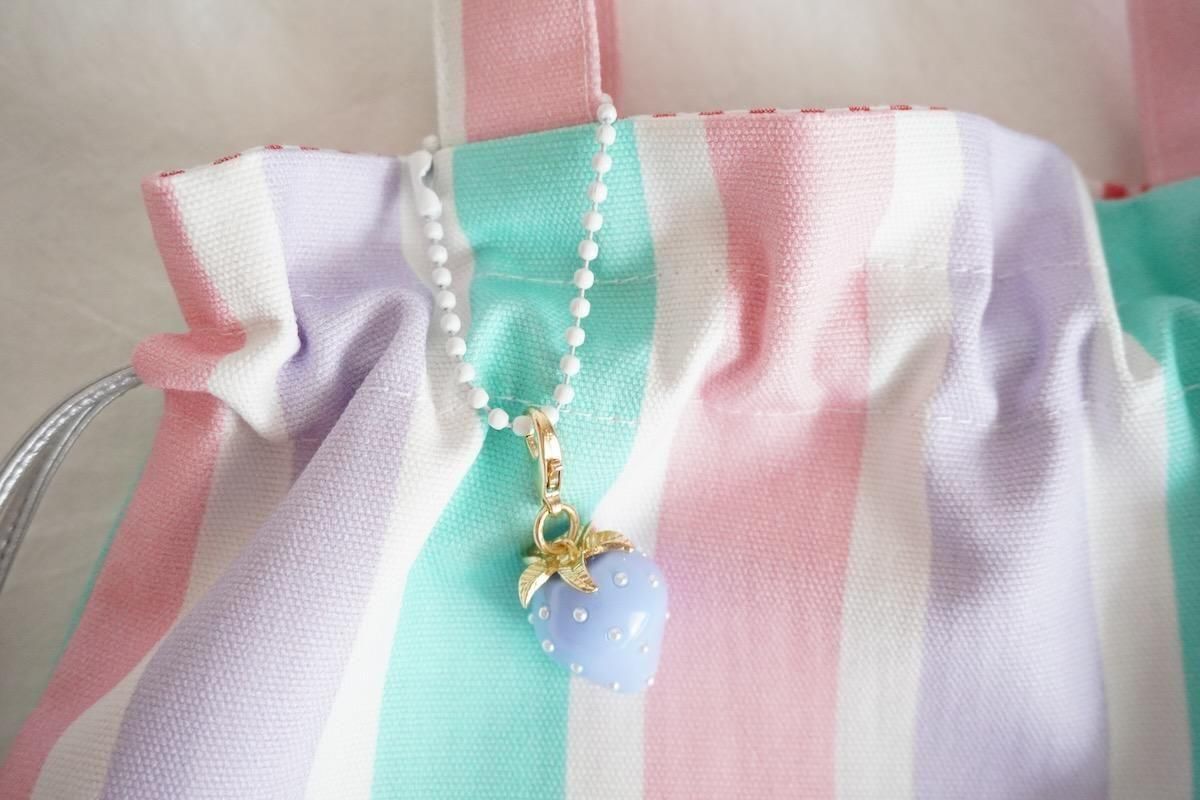 Brooch付き巾着バッグ/Pastel Stripe - Shopping - Sophie et