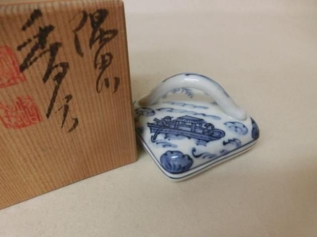 【茶道具】染付隅田川香合　高野昭阿弥作 香合202 茶道具 香合 染付 隅田川 高野昭阿弥作 和楽庵 : 茶道具いまや