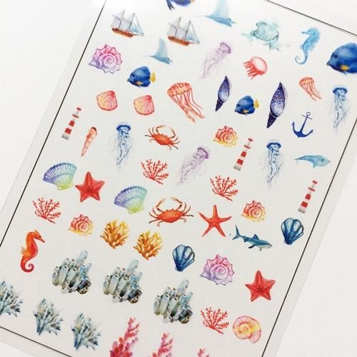 マリン 海の生き物 クリアイラストシート 封入シート レジン制作に 裏側からもきれいに見える ハンドメイド レジン材料 アクセサリーパーツの通販サイトcollage コラージュ