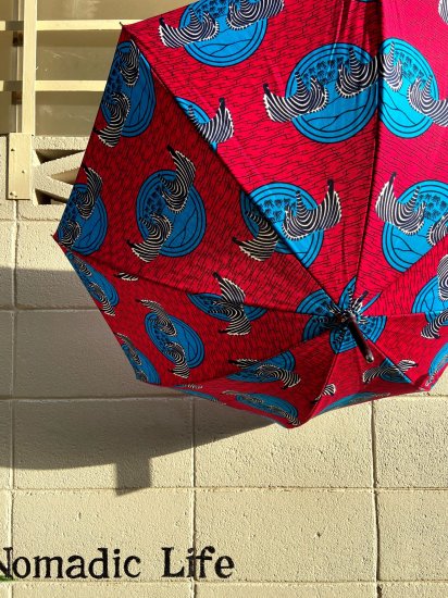 アフリカ パーニュ布　晴れ雨兼用傘