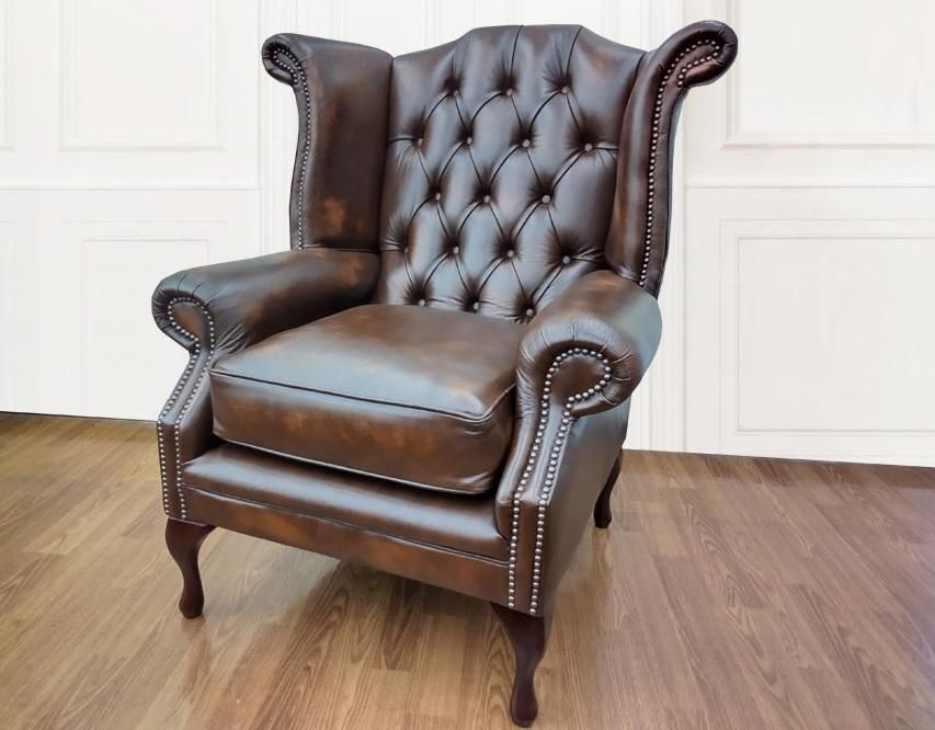 ニュービー ウィングチェア アンティークブラウン - ディスティン