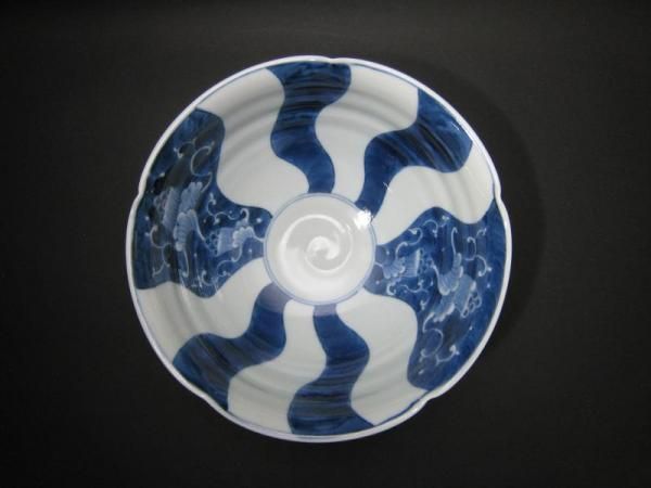 有田焼 李荘窯 鉢 染付流水唐草紋 約20.7cm✖️高さ約9cm 李そう
