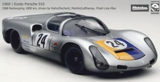 エグゾト 1/18 モデルカー 1968 ポルシェ 910 #24 Nurburgring 1000km