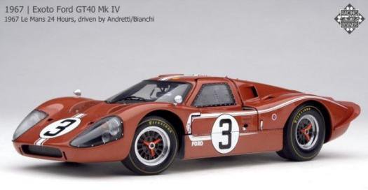 エグゾト 1/18 モデルカー 1967 #3 フォード GT40 MK 4 ルマン 24時間 Mario Andretti/Lucien Bianchi