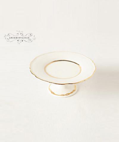 ANTHROPOLOGIE / Gold-Trimmed Cupcake Stand