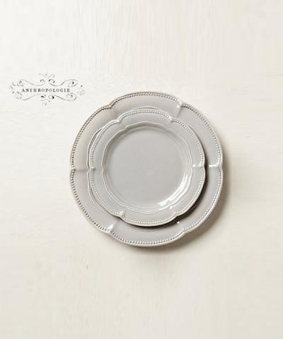 ANTHROPOLOGIE / Demi Fleur Dinner Plate GREY DINNER