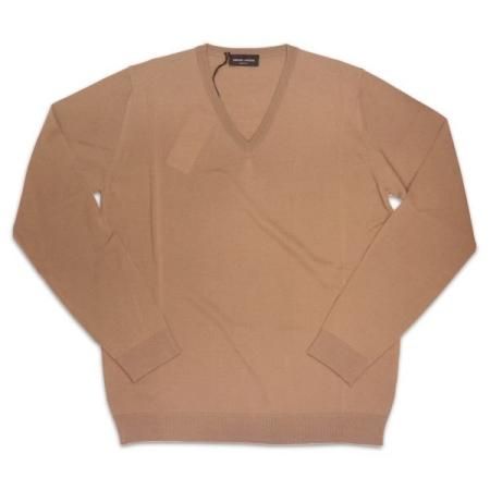 正規通販】ROBERTO COLLINA 定番Vネックニット CAMEL ロベルト 正規通販】ROBERTO COLLINA 定番Vネックニット CAMEL ロベルト