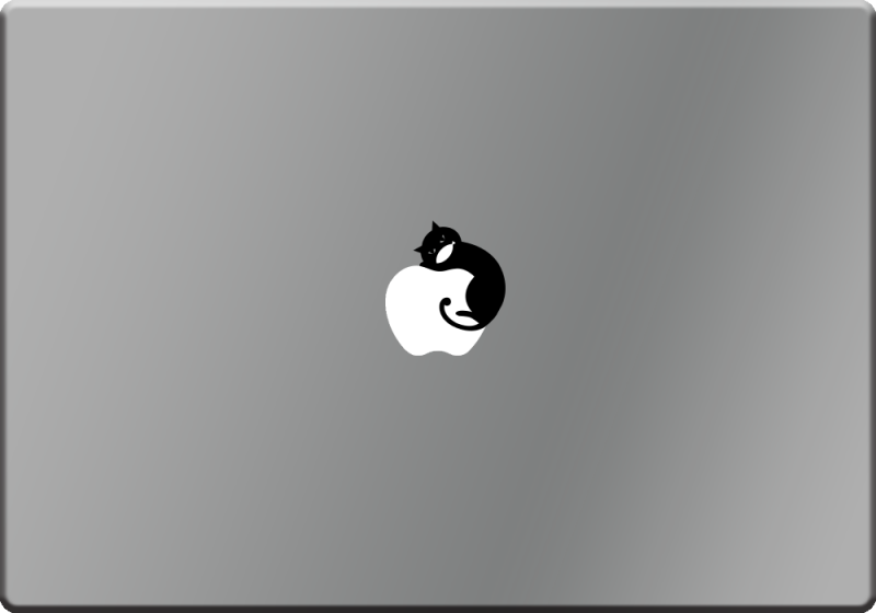 MacBook ステッカー アートステッカー スキンシール HUNGRY CAT 黒猫 ブラック