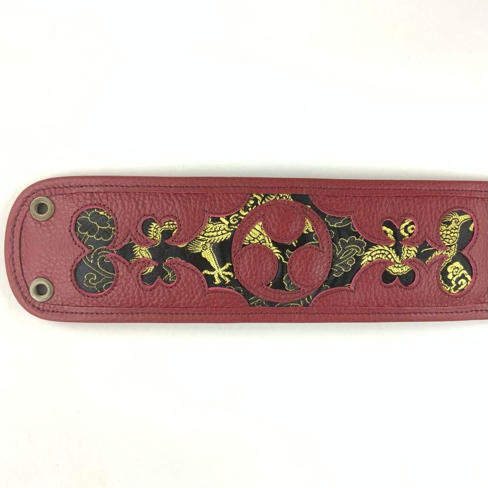 龍柄ティーガー(額あり) 黒×えんじ色革 - 三線組合onlineSHOP