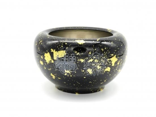 導師用鉄鉢香炉,香合セット ブラック金散 両山紋入