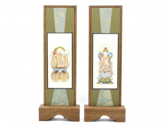 仏壇額 うすずみ掛軸 日蓮宗（鬼子母神・大黒天）