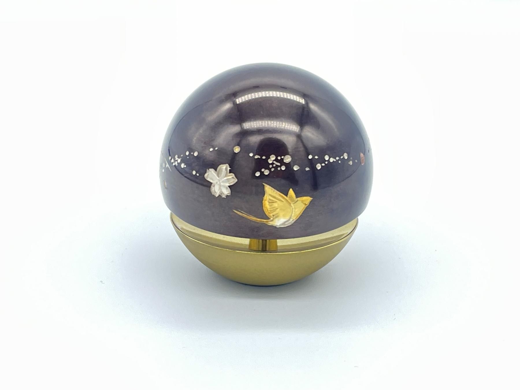 たむりん様確認用 たまゆらりん 1.8寸 栗黒色 鳥と桜 サイズ 直径5.3㎝×高さ5.5㎝