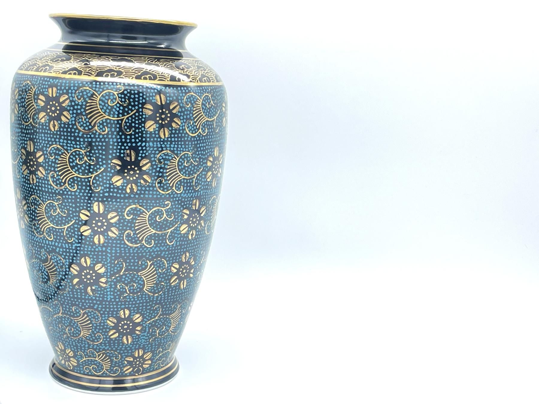 花瓶 九谷焼 青粒鉄仙 カメ型 8号 花瓶 九谷焼 青粒鉄仙 カメ型 8号