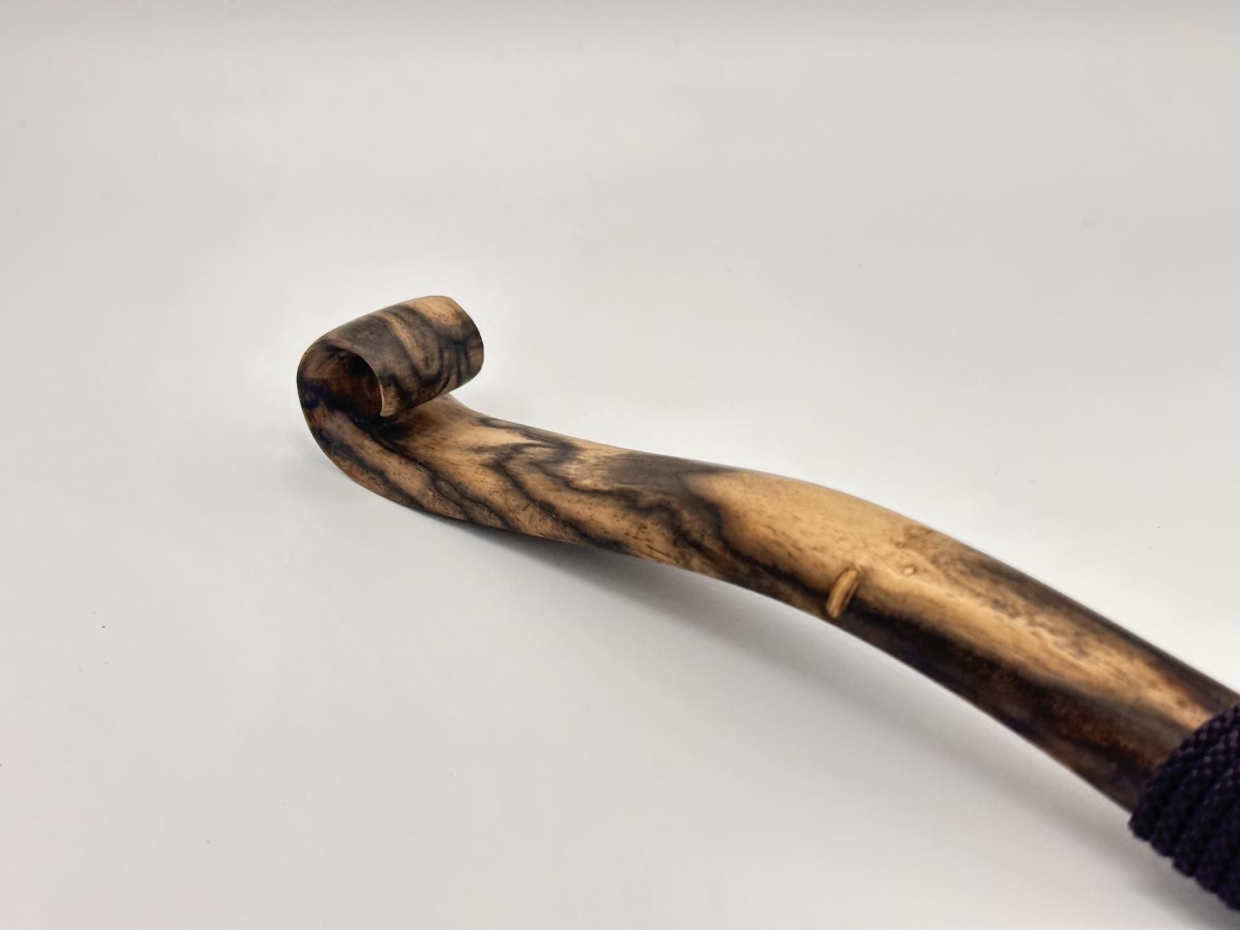 限定品】笏 黒柿孔雀杢 1尺 正絹房付001