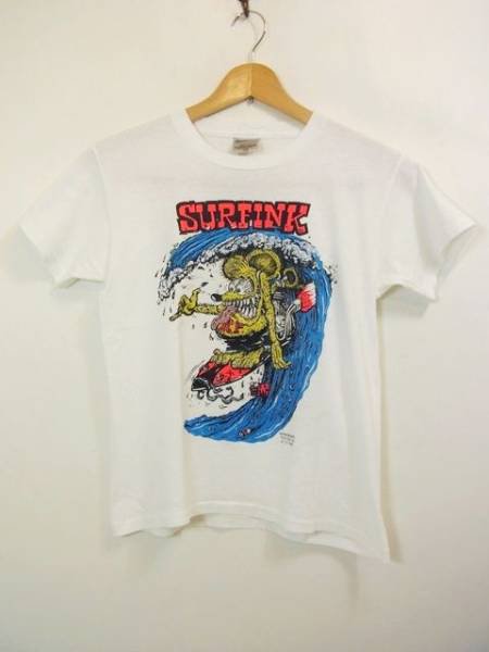 90s USA製RAT FINKラットフィンクSURFINK Tシャツ白BOYS L - NEWJOKE 