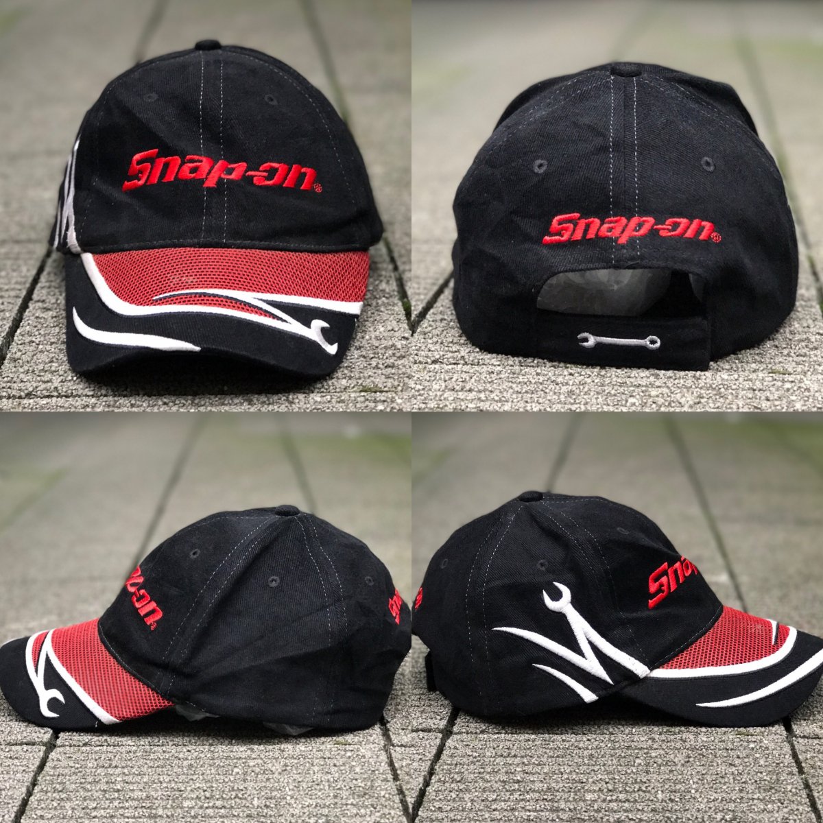 Snap On Embroidery Logo Cotton 6 Panel Cap スナップオン ロゴ 刺繍 コットン 6パネル キャップ 黒赤 企業 Newjoke Online Store